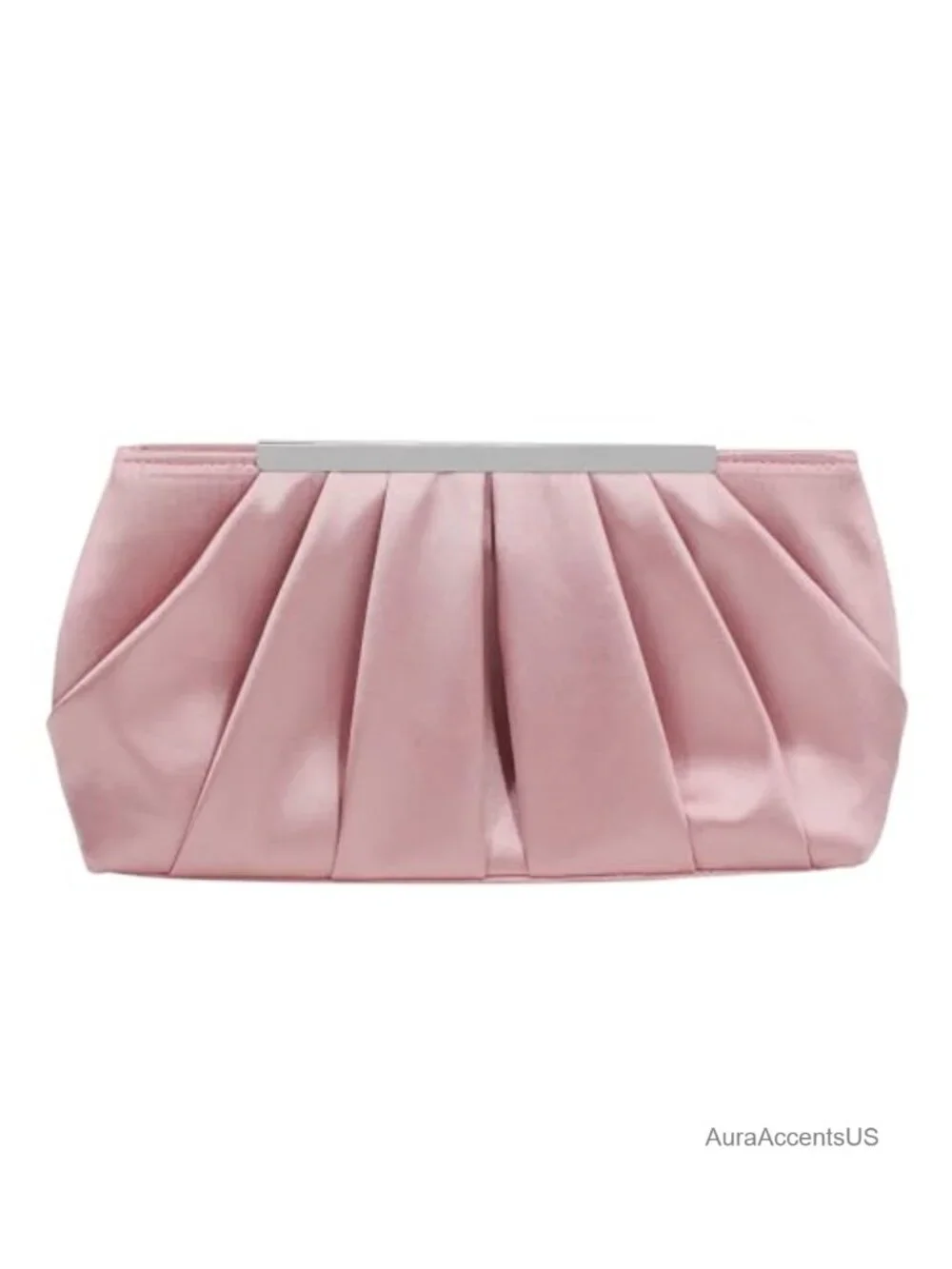 Elegant Pleated Satin Evening Clutch Bag with Detachable Chain